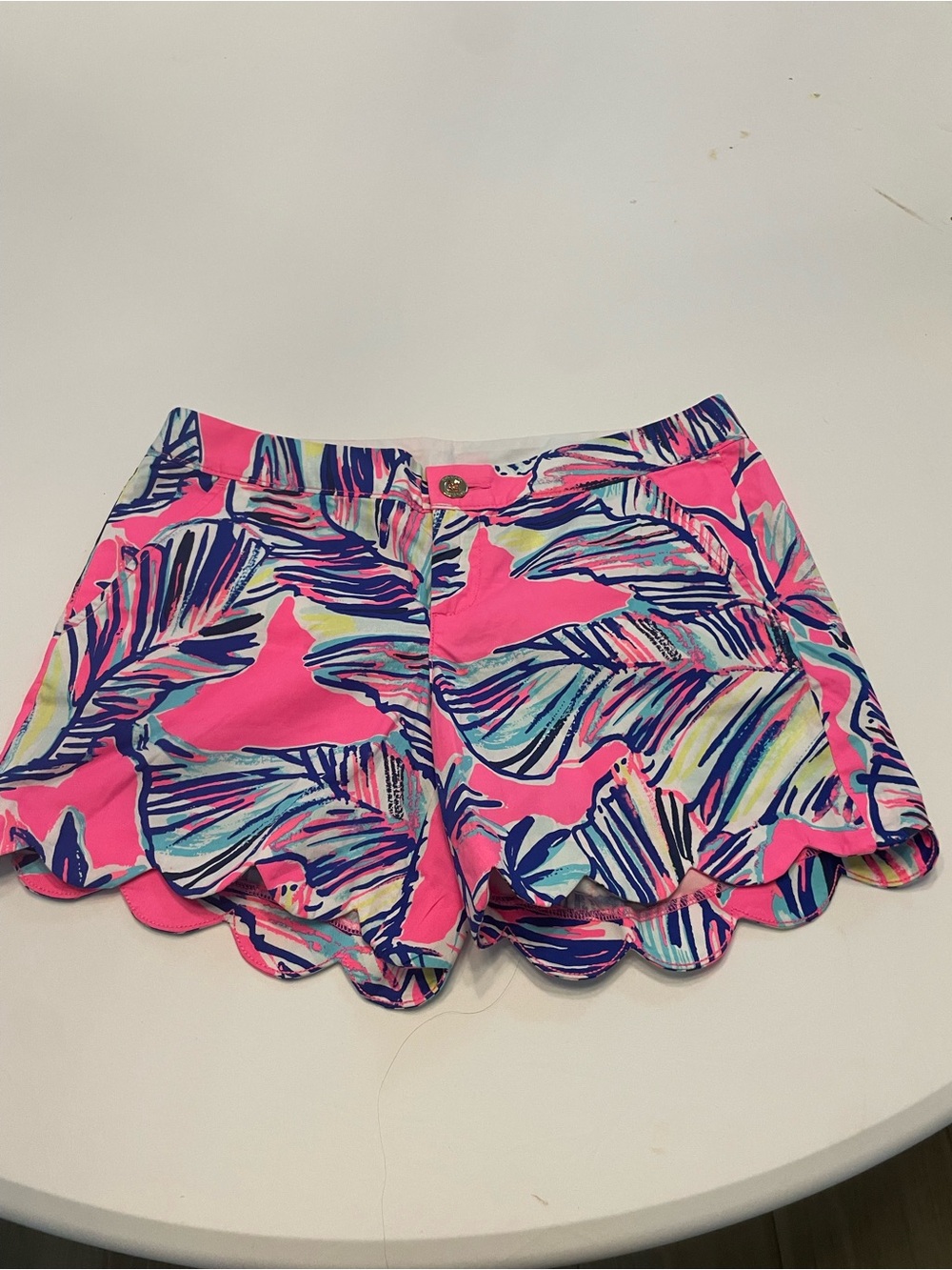 Lilly Pulitzer The Buttercup Short Pink Tropical Scallop-Hem Short
